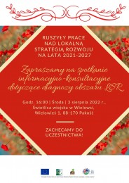 LGD Czarnoziem na Soli -  Zapraszamy na spotkanie informacyjno-konsultacyjne dotyczące diagnozy obszaru LSR w Wielowsi