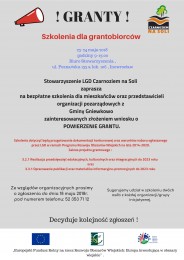 LGD Czarnoziem na Soli - Szkolenia dla grantobiorców z Gminy Gniewkowo ! Zapraszamy !